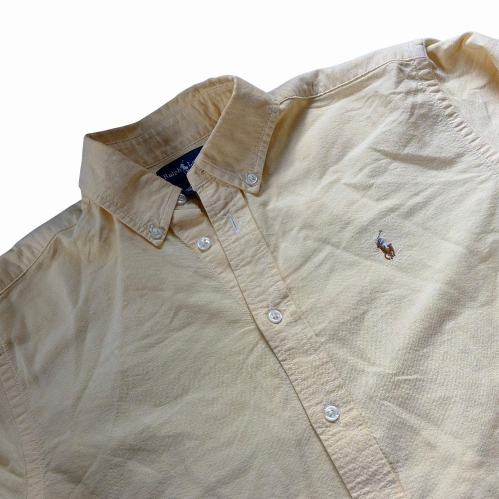 Ralph Lauren Yarmouth Men's Yellow Shirt Casual Full Sleeve Size 16 Cotton‎ READ